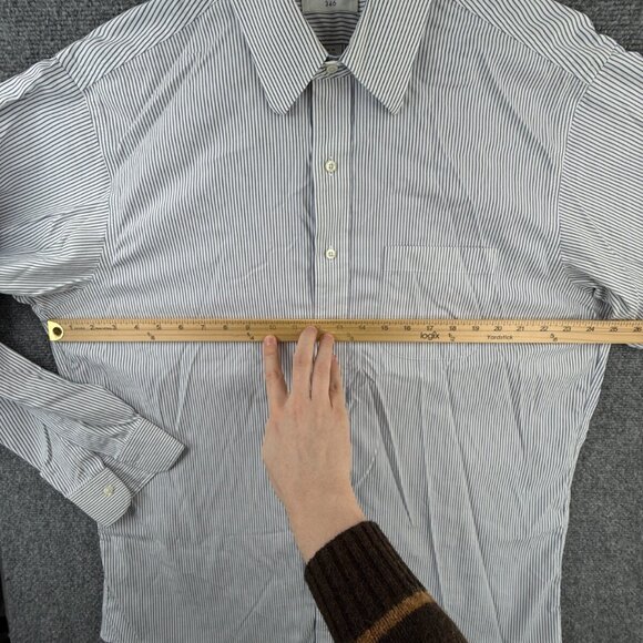 Brooks Brothers Non Iron Button Up Shirt Long Sleeve Men Striped Blue 16.5 34 - Picture 5 of 14